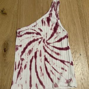 american eagle pink and white tie dye one strap tank top size small